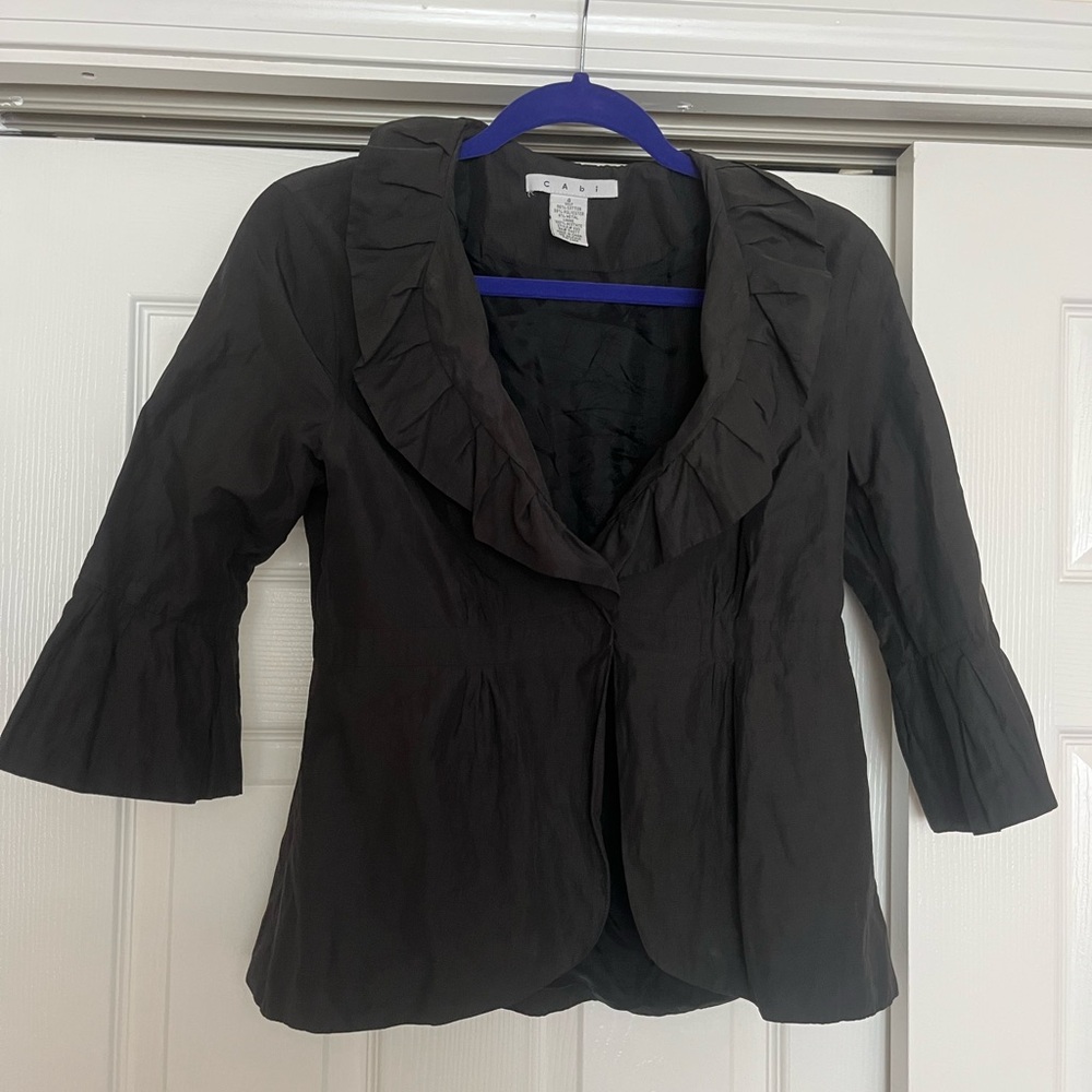 CAbi Black Ruffled Jacket